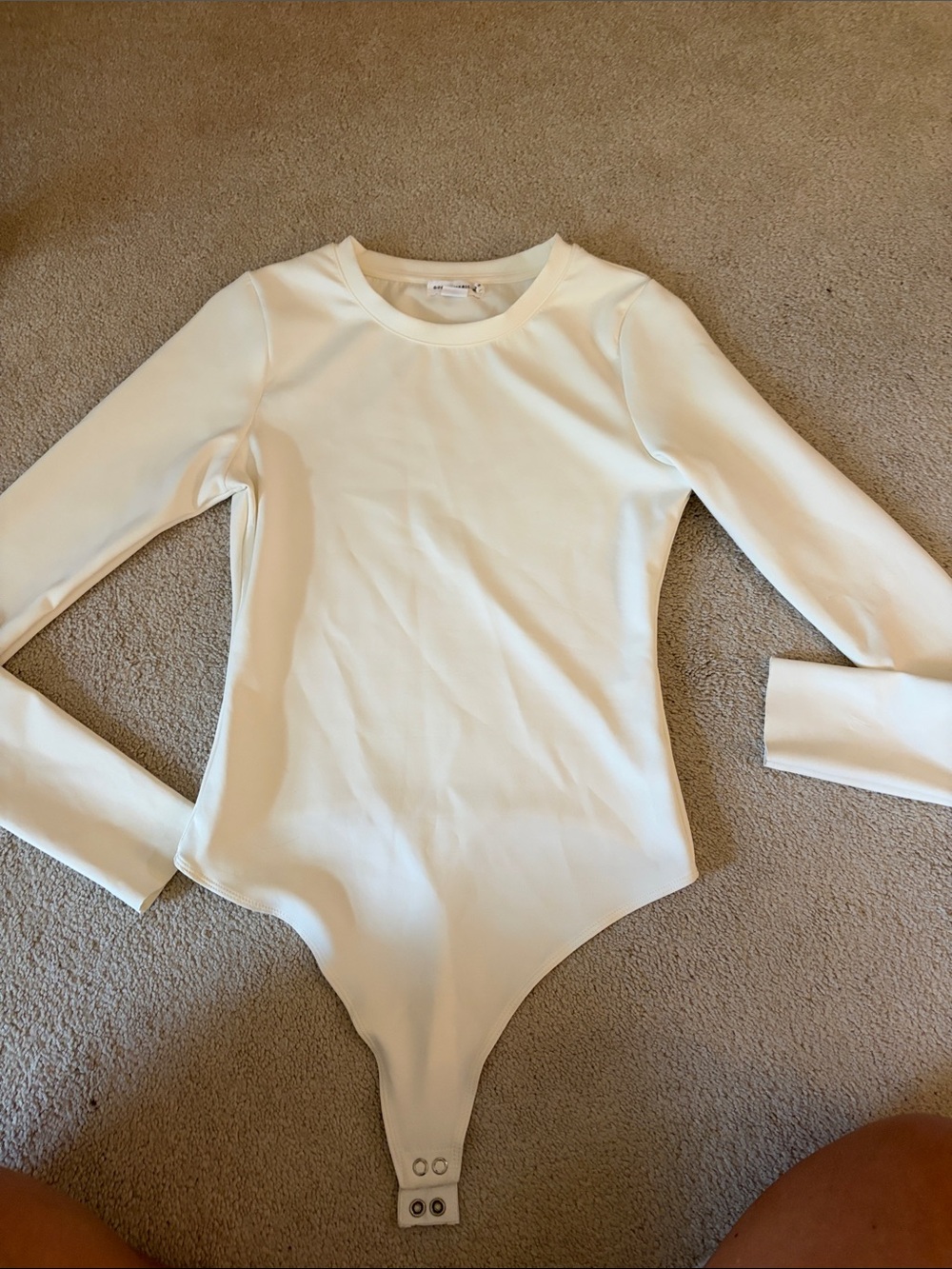 Good American Cream Long Sleeve Bodysuit Never Worn